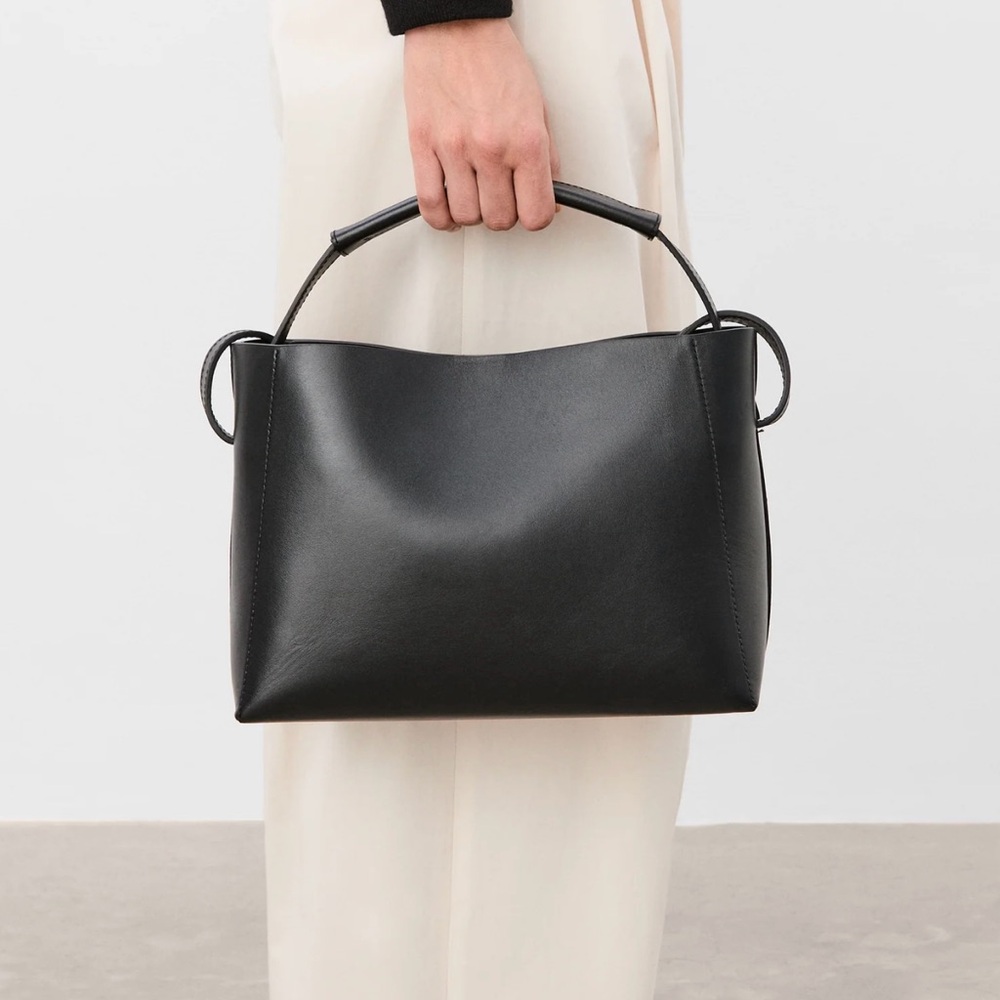 Flattered Hedda Midi Leather Handbag in Black